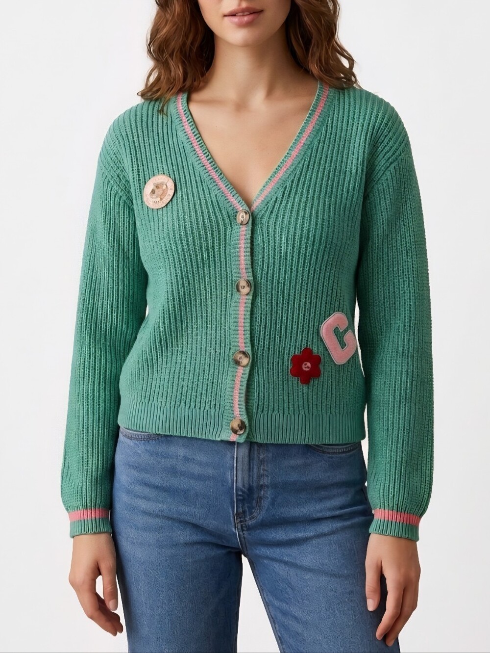 H&M Rib Knit Cardigan Green Sz 8-10Y also fits Women's XS
